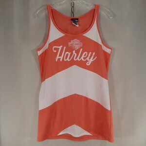 Harley Davidson Womens XL Runs Small Coral White Colorblock Tank Bedford Hts OH